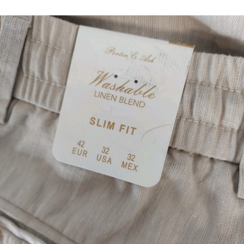 Porter & Ash Mens Pants Size 32 Linen Trouser Drawstrin Elastic Waist New - Picture 7 of 9